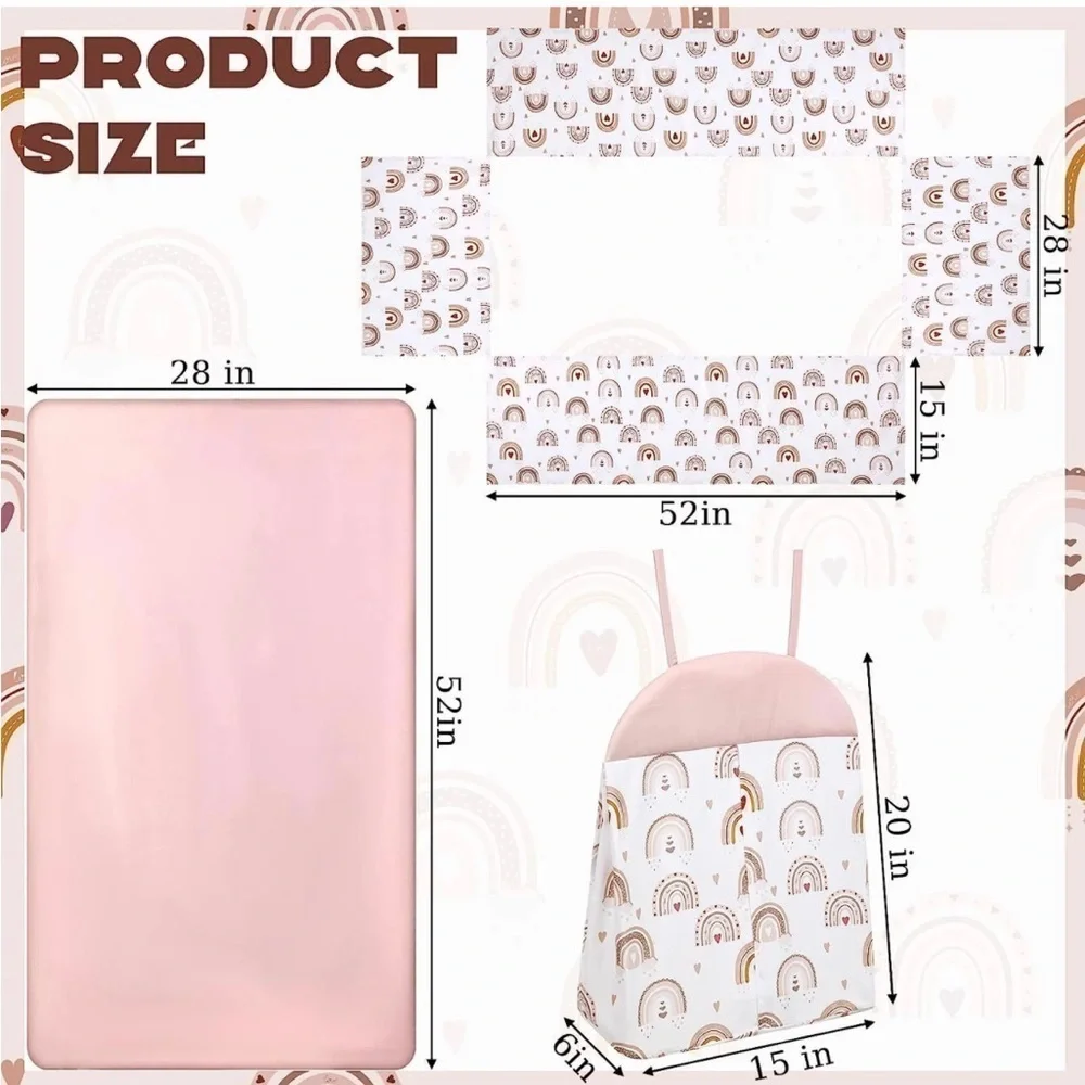 New 4 Pieces Boho Rainbow Crib Bedding Set Neutral Nursery Bedding - Picture 4 of 5